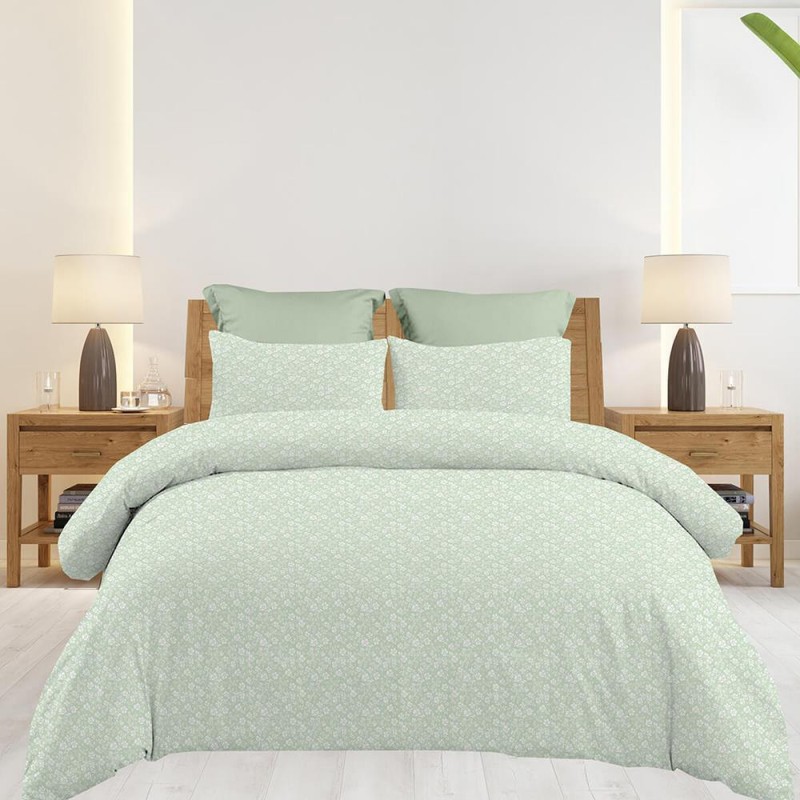 Σετ υπέρδιπλα σεντόνια Emily olive από 100% βαμβάκι 245x260εκ.