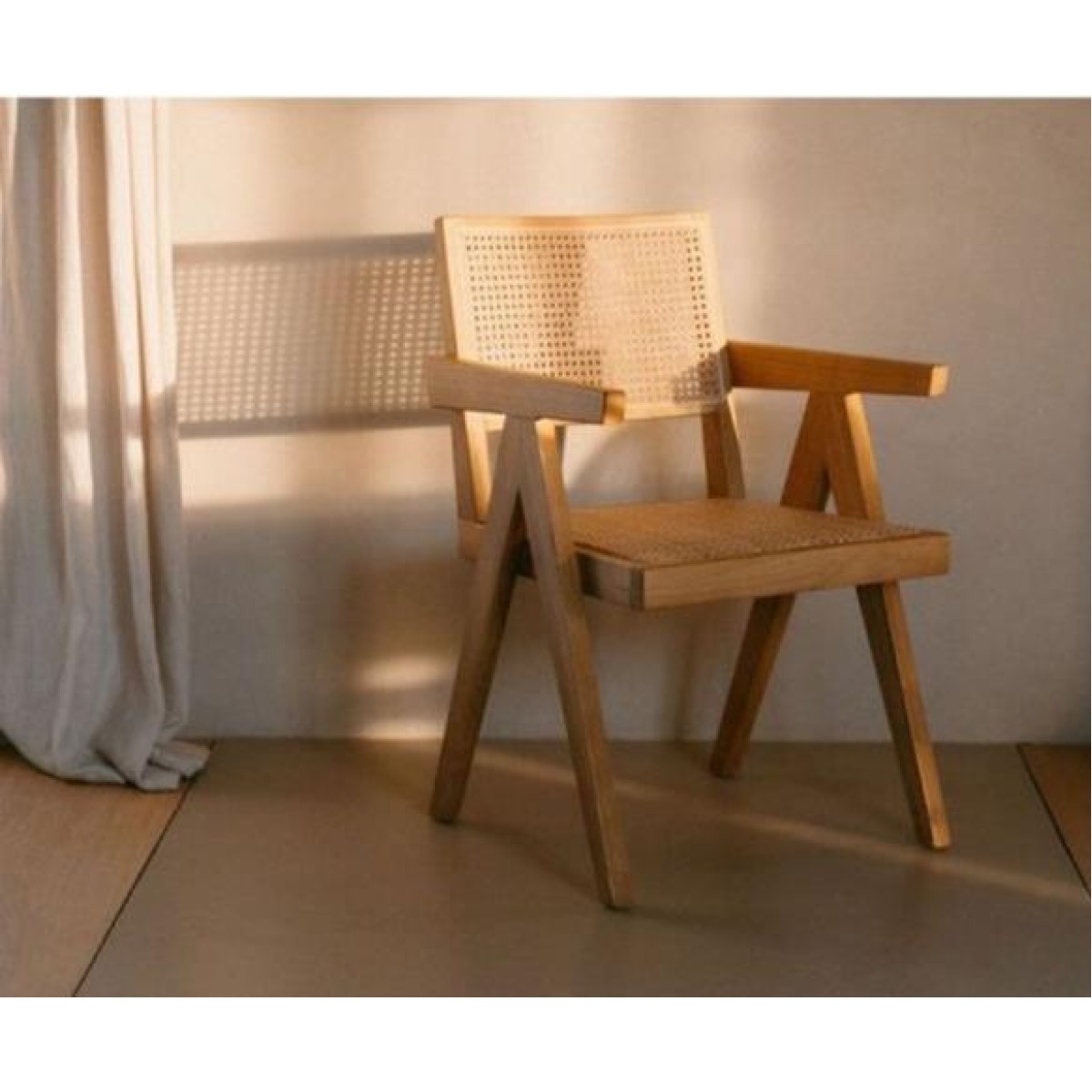 Καρέκλα ξύλινη Nextdeco Benson πλάτη PE Rattan 49,6x57xY805εκ