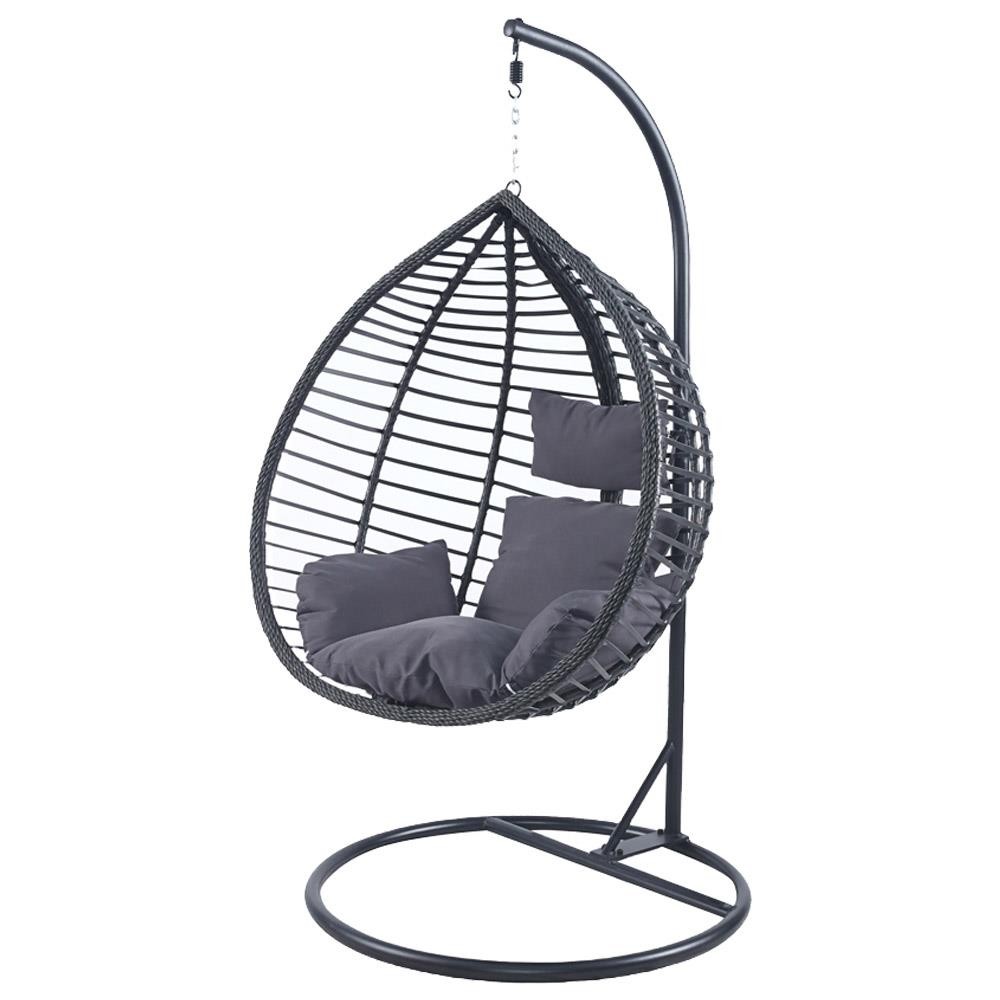 Κρεμαστή Κούνια Nextdeco Nadin rattan με γκρι μαξιλάρια Υ110x118x68εκ.