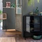 Έπιπλο τηλεόρασης μεταλλικό Nextdeco με ανοιγόμενες πόρτες μαύρο Υ90x150x35εκ.