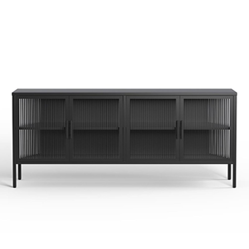 Έπιπλο τηλεόρασης μεταλλικό Nextdeco με ανοιγόμενες πόρτες μαύρο Υ90x150x35εκ.