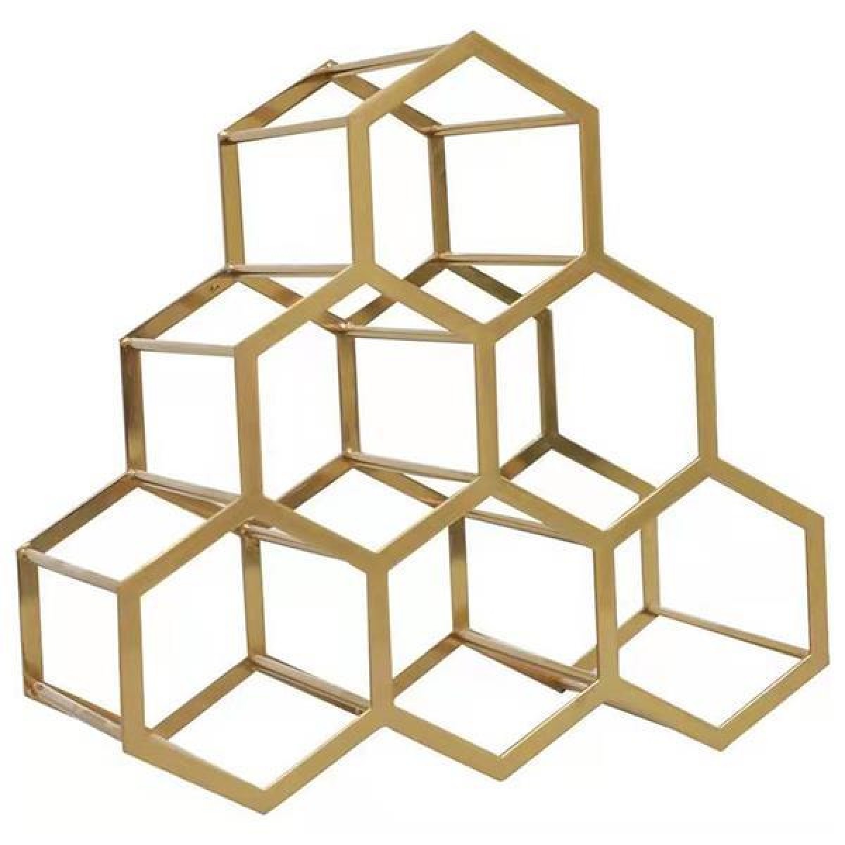 Κάβα για 6 μπουκάλια μεταλλική σε χρυσό 35x17x34εκ.