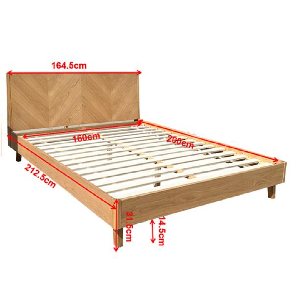 Κρεβάτι διπλό Nextdeco Stanley για στρώμα 160x200εκ. σε φυσικό χρώμα Υ90x168x210εκ.