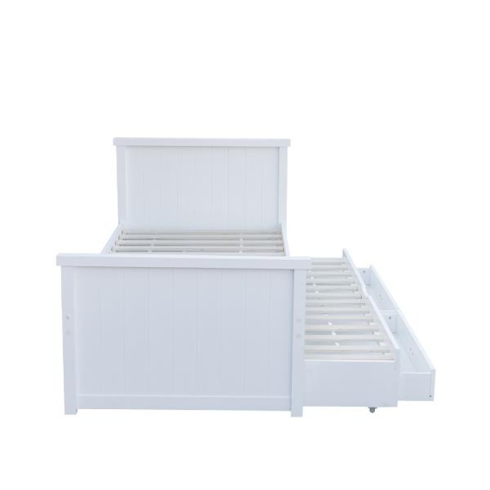 Κρεβάτι μονό Nextdeco Elliot (στρώμα 90x190εκ.) με αποθηκευτικό χώρο λευκό Υ90x100x210εκ