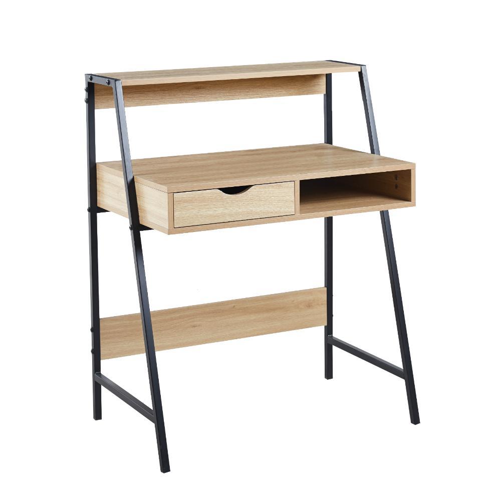 Γραφείο μεταλλικό Nextdeco μαύρο μεταλλικό σκελετό και ξύλινη επιφάνεια Y99,7x50x80εκ.