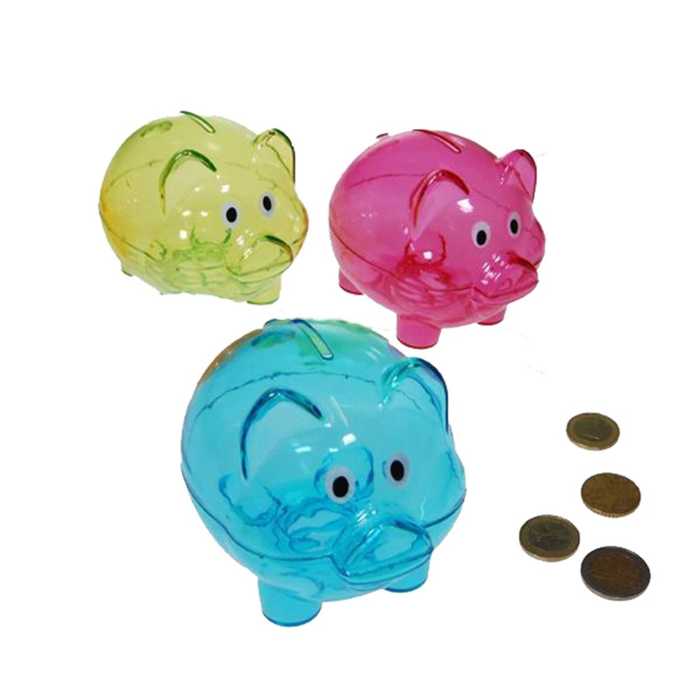 Κουμπαράς πλαστικός γουρουνάκι 3 χρώματα Υ10x11x7εκ.