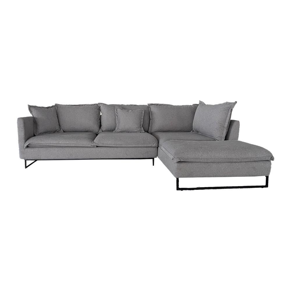 Καναπές γωνιακός Nextdeco Siegfried δεξιά γωνία γκρι Y85x286x183εκ.