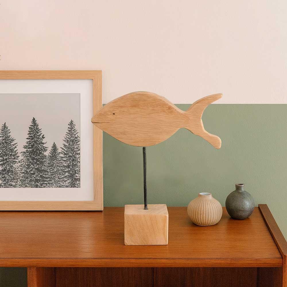 Ξύλινο διακοσμητικό ψάρι Υ28xM28xΠ10εκ