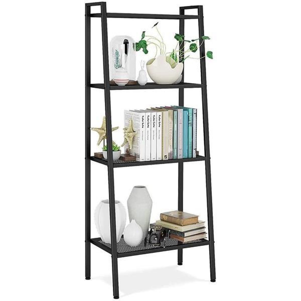 Ραφιέρα βιβλιοθήκη Nextdeco 4 επίπεδων μαύρη Υ147x60x35εκ.