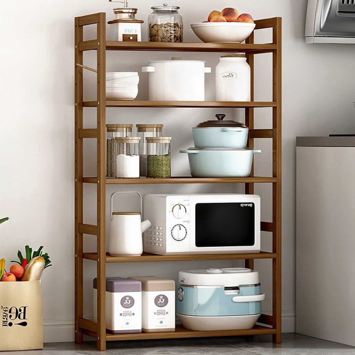Βιβλιοθήκη Nextdeco από μπαμπού 5 επιπέδων Υ128x68x25εκ.