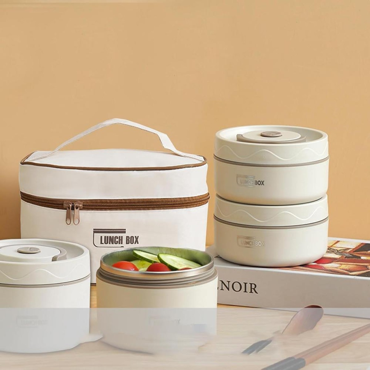 Σετ 4 lunch box inox - θερμική τσάντα 2.080ml