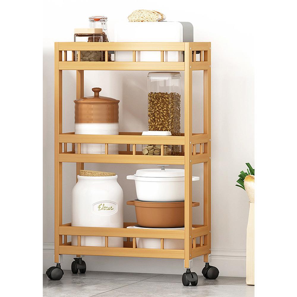 Τρολεϊ κουζίνας ξύλινo μπαμπού Nextdeco με 3 επίπεδα Υ71x60x18εκ.