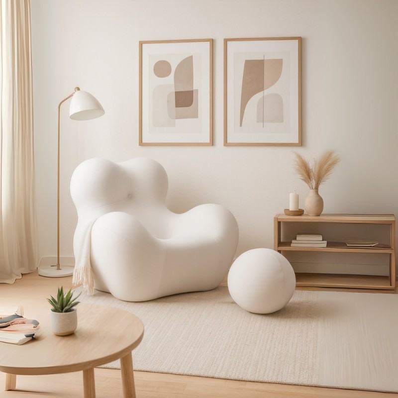 Compressed πολυθρόνα Nextdeco λευκή 102x120xΥ92εκ.