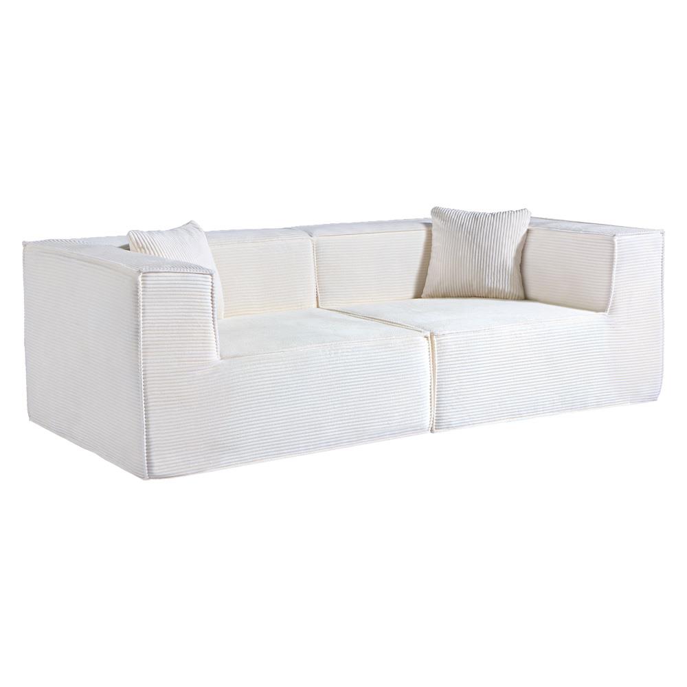 Compressed Nextdeco καναπές τριθέσιος κοτλέ ιβουάρ Υ63x208x101εκ.