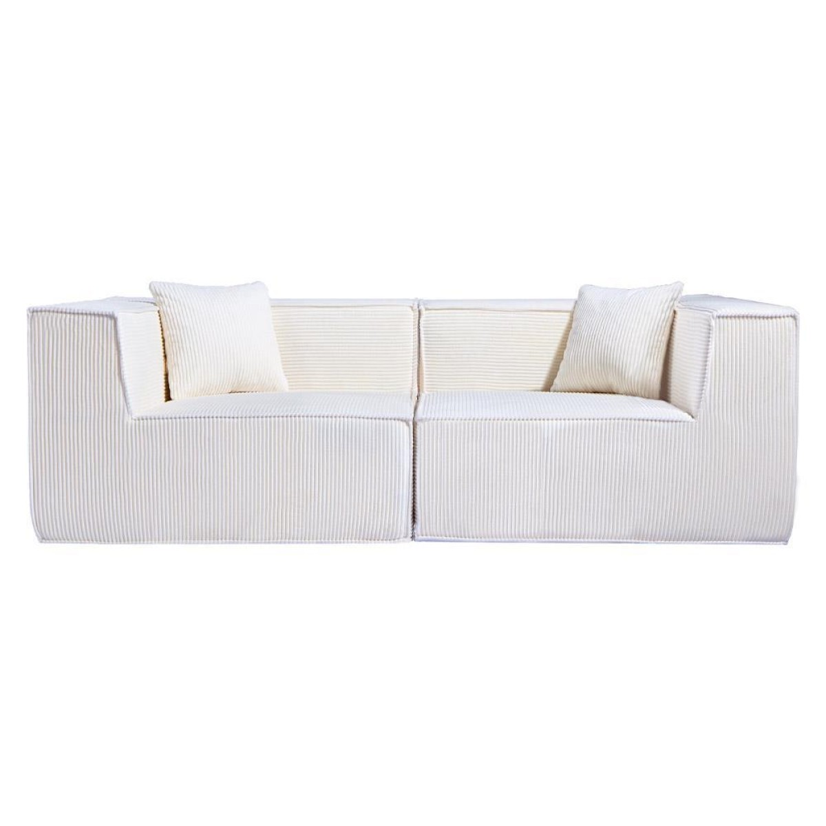 Compressed Nextdeco καναπές τριθέσιος κοτλέ ιβουάρ Υ63x208x101εκ.