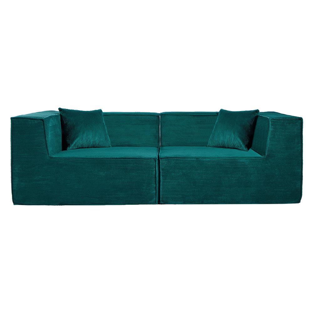 Compressed Nextdeco καναπές τριθέσιος κοτλέ πράσινος Υ63x208x101εκ.