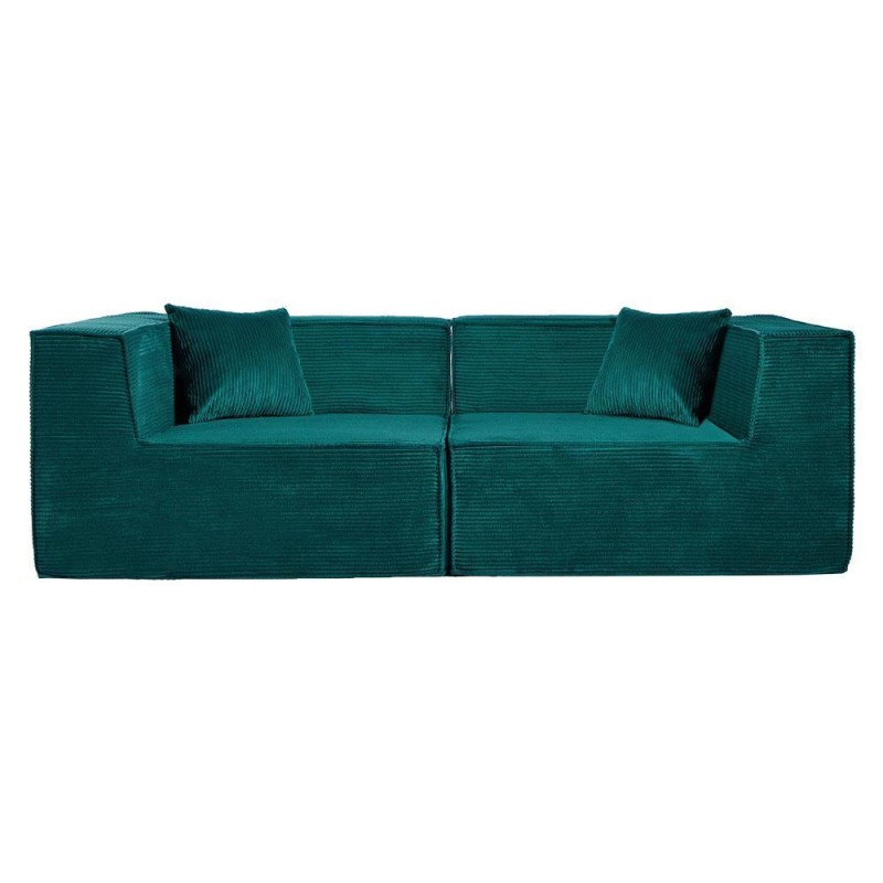 Compressed Nextdeco καναπές τριθέσιος κοτλέ πράσινος Υ63x208x101εκ.