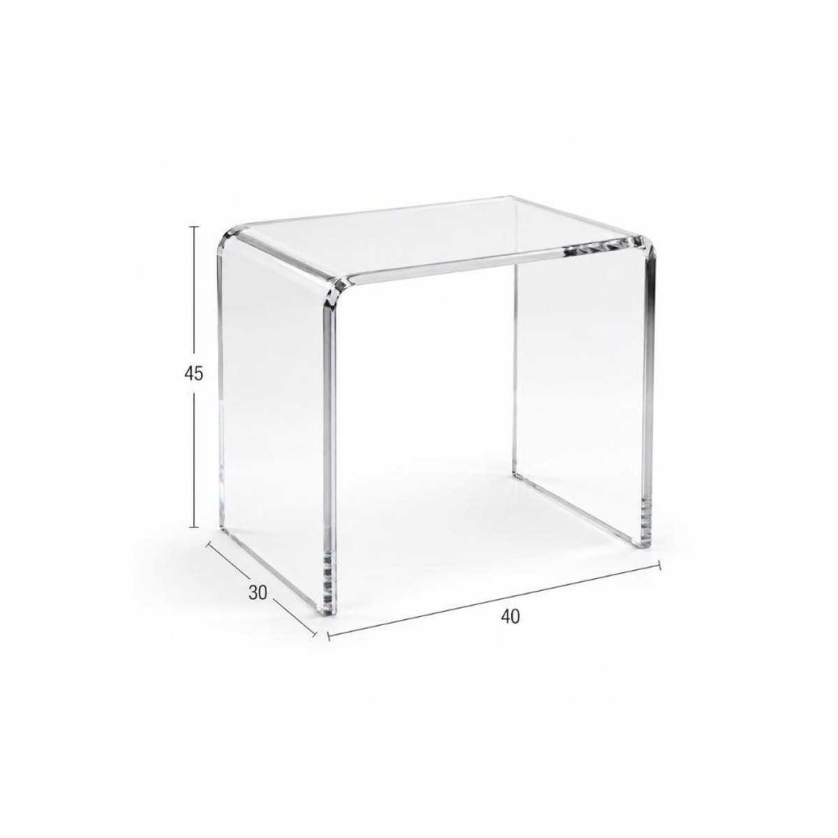 Τραπεζάκι - Κομοδίνο Nextdeco P Shape ακρυλικό διάφανο Υ45x40x30εκ.