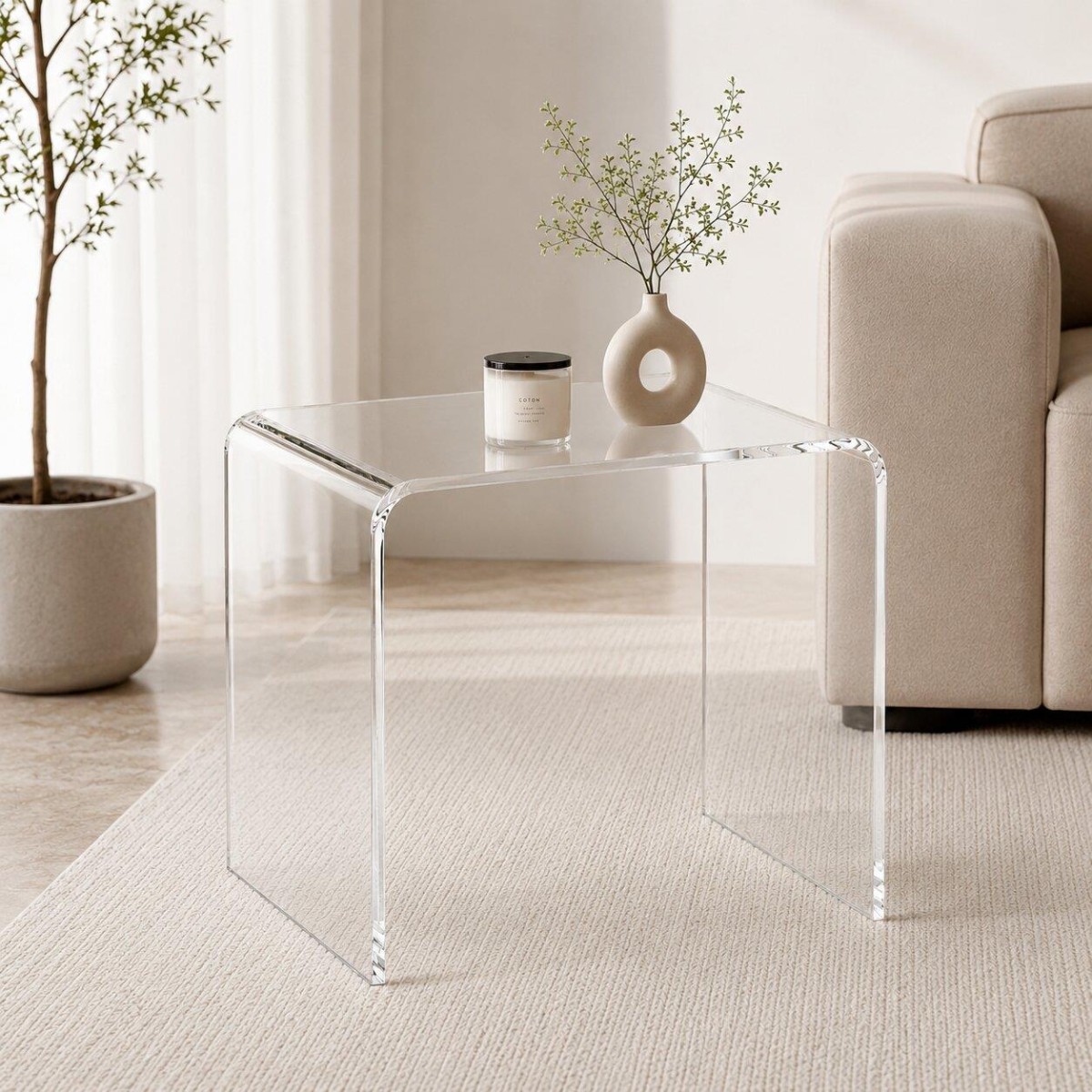 Τραπεζάκι - Κομοδίνο Nextdeco P Shape ακρυλικό διάφανο Υ45x40x30εκ.