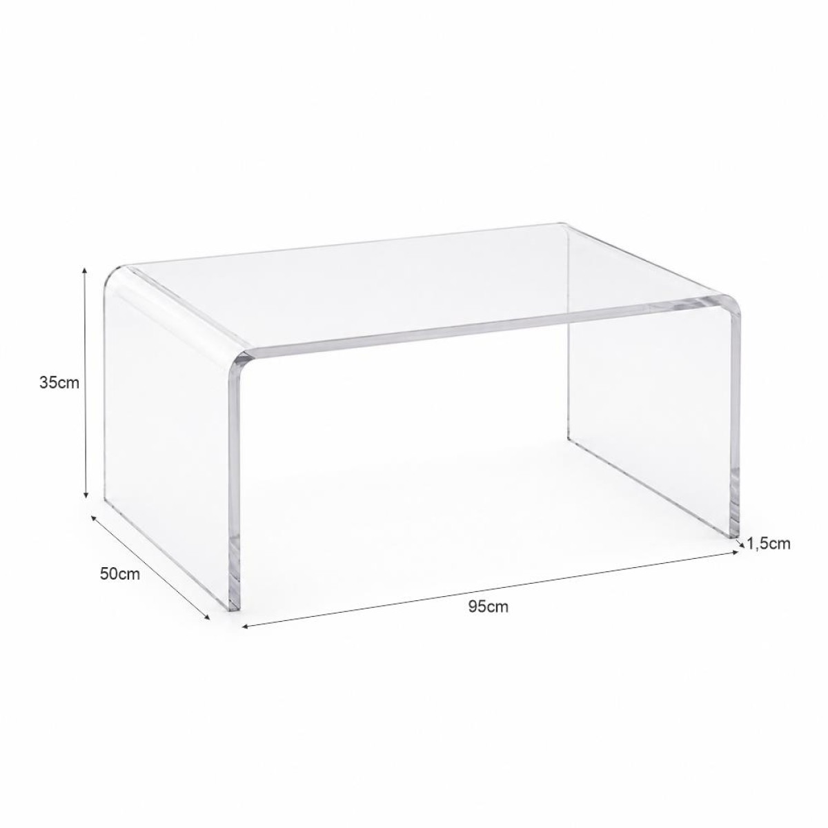 Τραπεζάκι σαλονιού Nextdeco ακρυλικό διάφανο Υ35x95x50εκ.