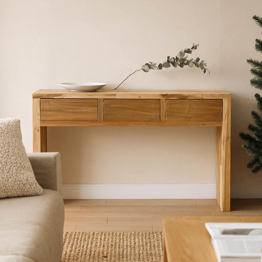 Κονσόλα Nextdeco μασίφ ξύλο teak με συρτάρι Υ80×120×35εκ.