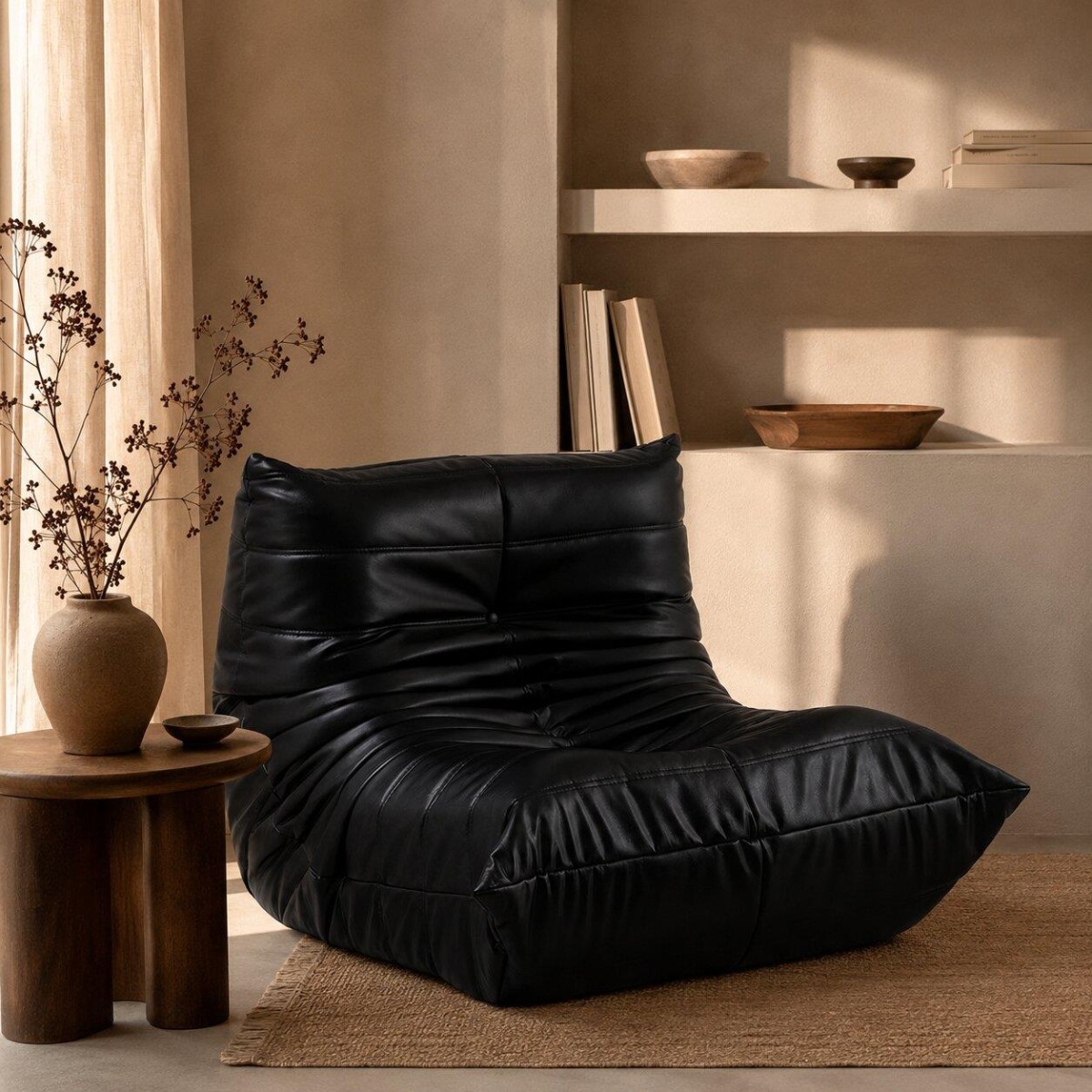 Πολυθρόνα Nextdeco Togo eco leather μαύρη Υ70x97x85εκ.