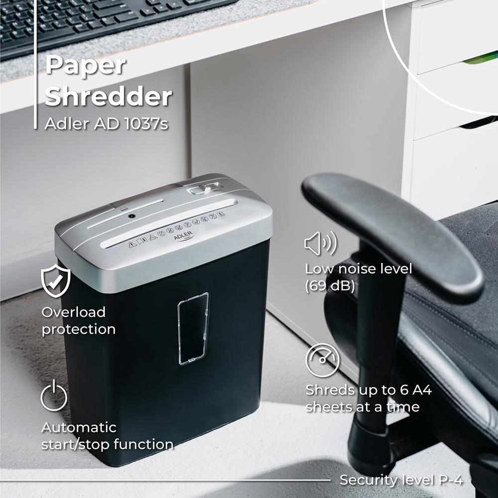 Καταστροφέας εγγράφων Adler 13lt μαύρο- ασημί