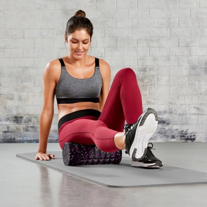 Foam roller γυμναστικής μαύρο ροζ Υ33xØ14εκ.