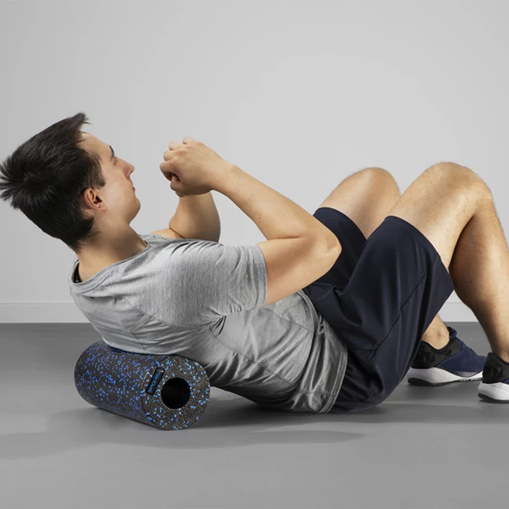 Foam roller γυμναστικής μαύρο γαλάζιο Υ33xØ14εκ.