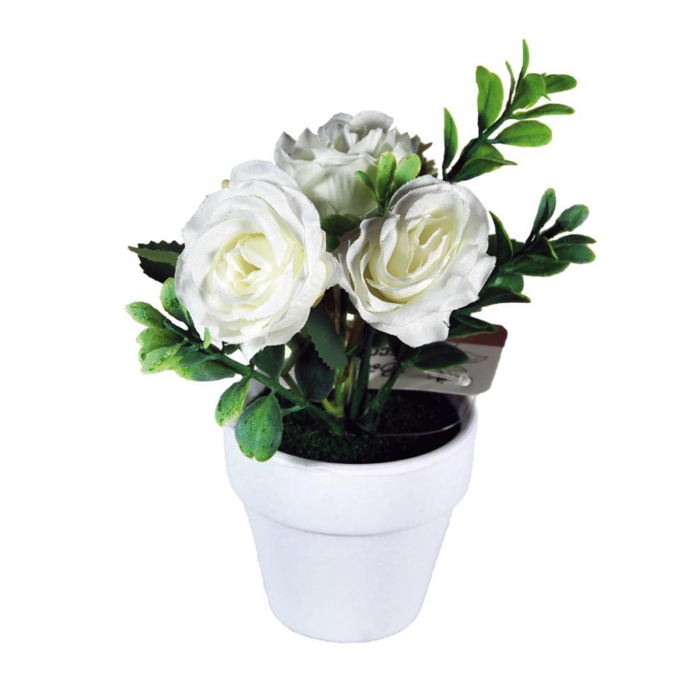 Τριανταφυλλιά λευκή τεχνητή Υ14x7x7εκ.  σε λευκή γλάστρα