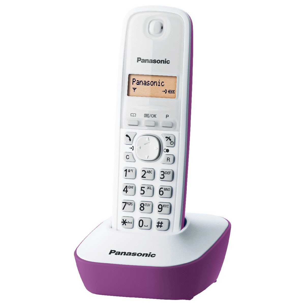 Ασύρματο Ψηφιακό Τηλέφωνο Panasonic KX-TG1611GRF Λευκό-Μώβ με Αναγνώριση Κλήσης, Λειτουργία Αφύπνισης και Φωτιζόμενη Οθόνη