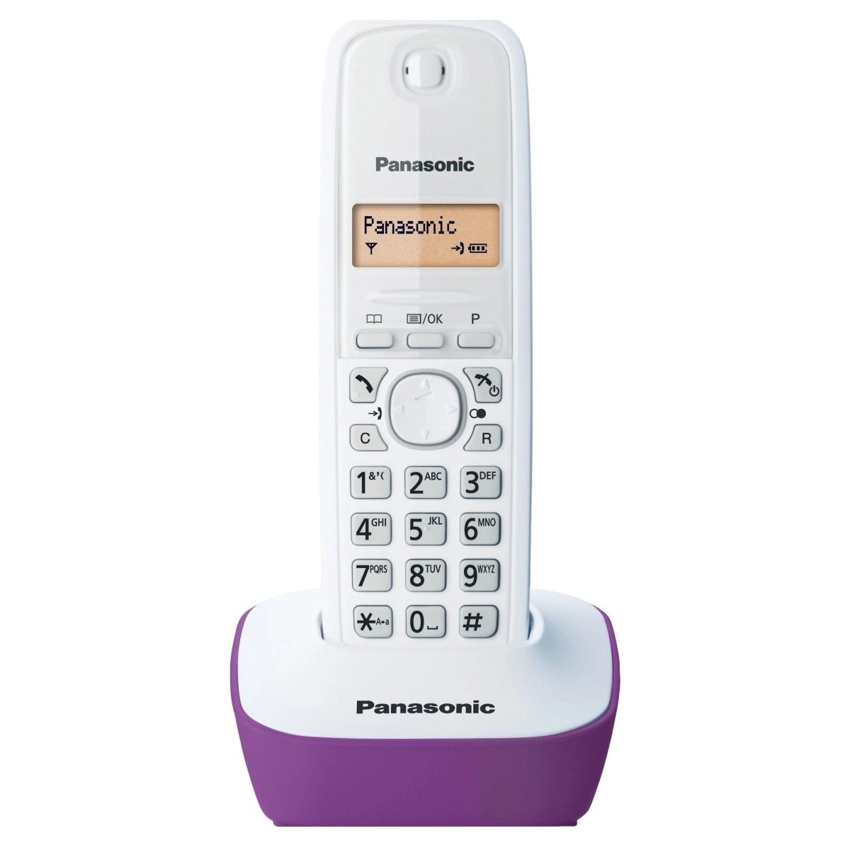 Ασύρματο Ψηφιακό Τηλέφωνο Panasonic KX-TG1611GRF Λευκό-Μώβ με Αναγνώριση Κλήσης, Λειτουργία Αφύπνισης και Φωτιζόμενη Οθόνη