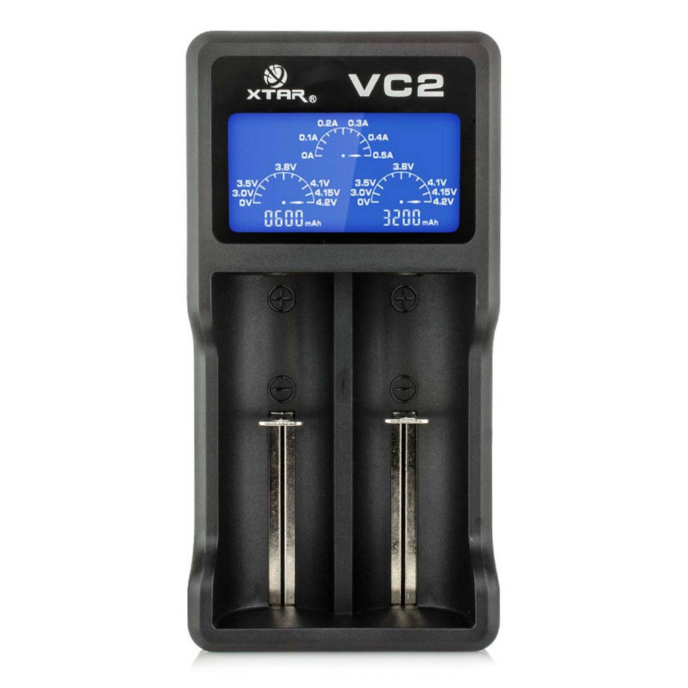 Φορτιστής Μπαταριών Βιομηχανικού Τύπου Xtar VC2 USB, 2 Θέσεων με Ένδειξη Επιπέδου Φόρτισης για 18650/17670/17500