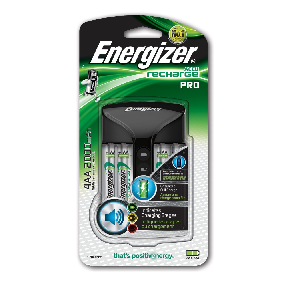 Φορτιστής Μπαταριών Energizer ACCU Recharge PRO για AA/AAA με 4 ΑΑ 2000mAh Μπαταρίες