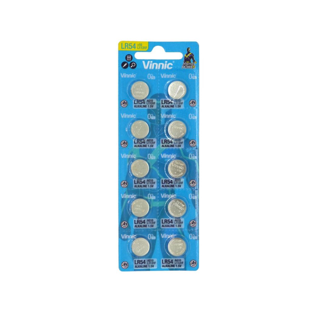 Buttoncell Vinnic G10 / AG10 / 189 / LR1130 / LR1131 / LR54  Τεμ. 10 με Διάτρητη Συσκευασία