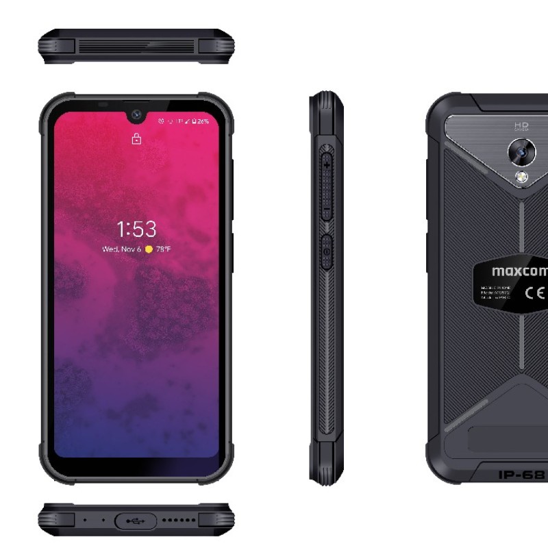 Maxcom MS572 (Dual Sim) LTE 5.7" NFC Android 9, 1520x720 IPS Quad Core 1.8 GHz 3GB/32GB IP68 και MIL Μαύρο