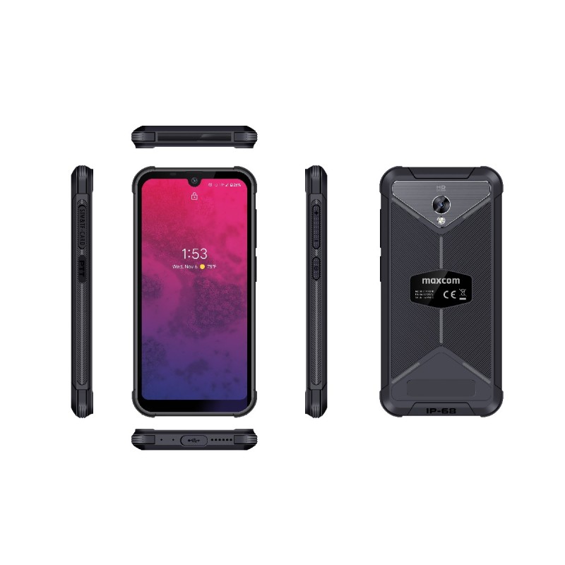 Maxcom MS572 (Dual Sim) LTE 5.7" NFC Android 9, 1520x720 IPS Quad Core 1.8 GHz 3GB/32GB IP68 και MIL Μαύρο