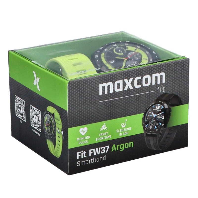 Maxcom Smartwatch FitGo FW37 Argon IP68 320mAh Μαύρο Silicon Band