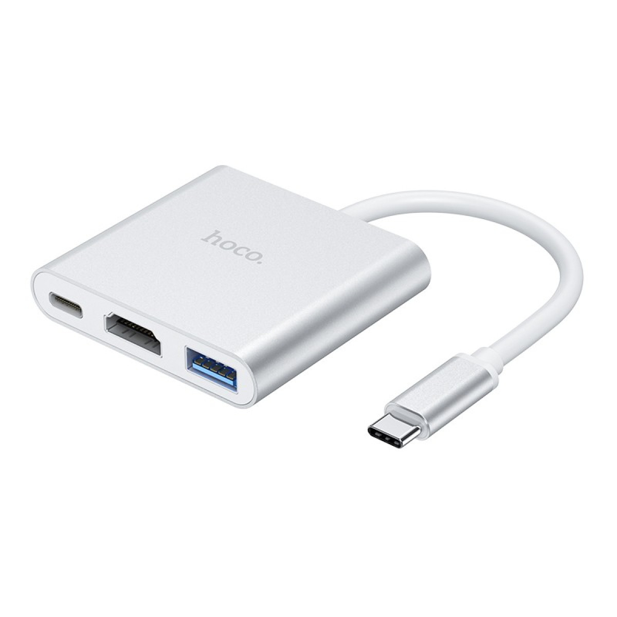 Hub Hoco HB14 Easy use USB-C με 3 Θύρες USB 3.0, USB-C PD, HDMI Ασημί 15cm