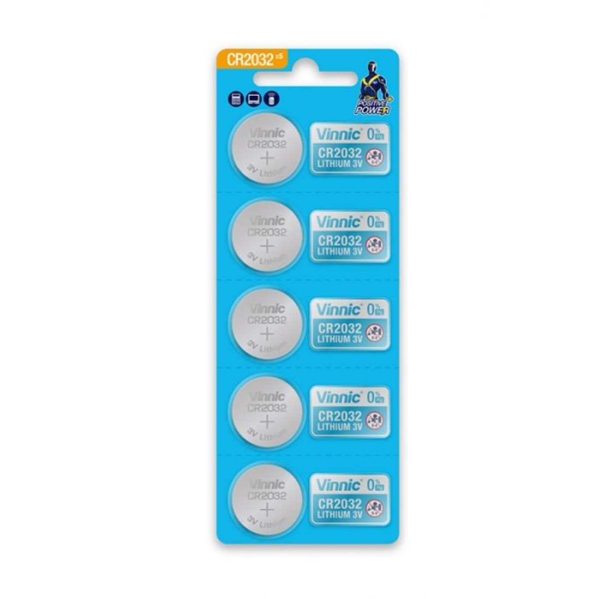 Buttoncell Vinnic CR2032 3V Τεμ. 5 με Διάτρητη Συσκευασία