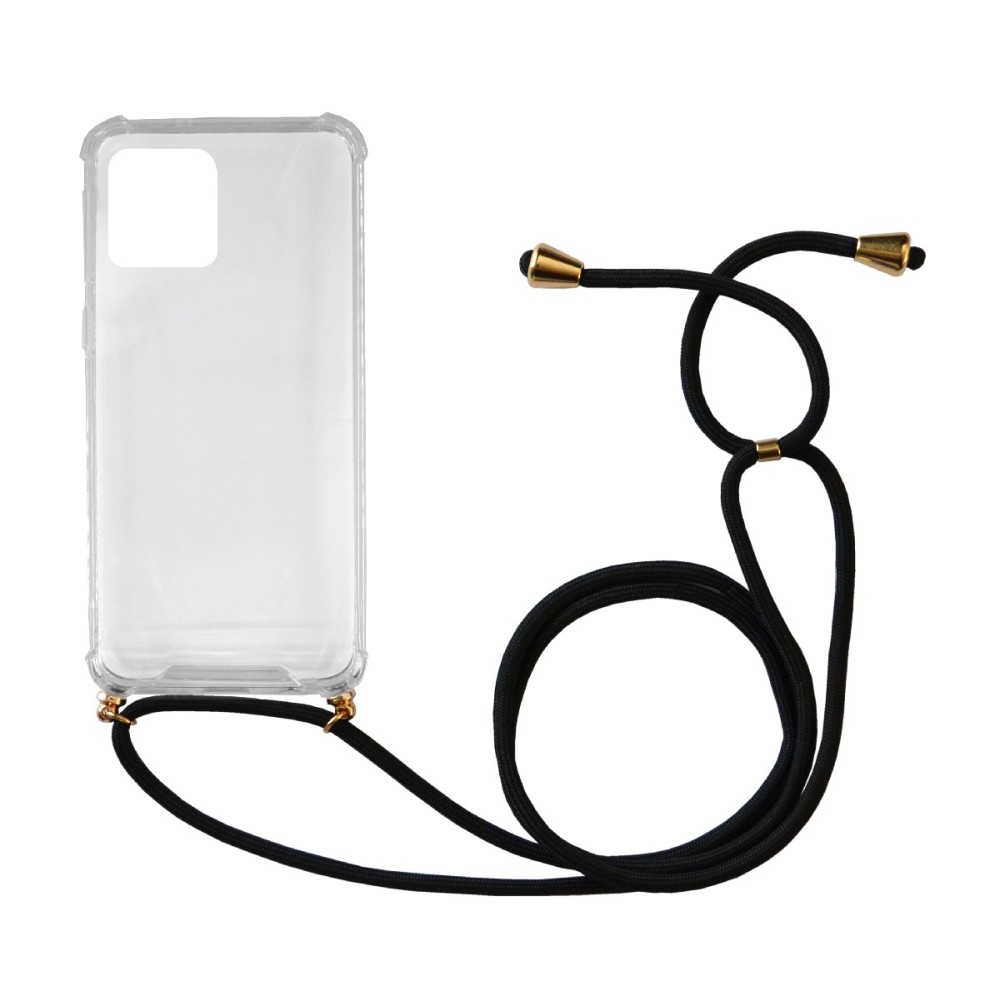 Θήκη Ancus Crossbody για Apple iPhone 12 / iPhone 12 Pro Διάφανη με Κορδόνι Μαύρο