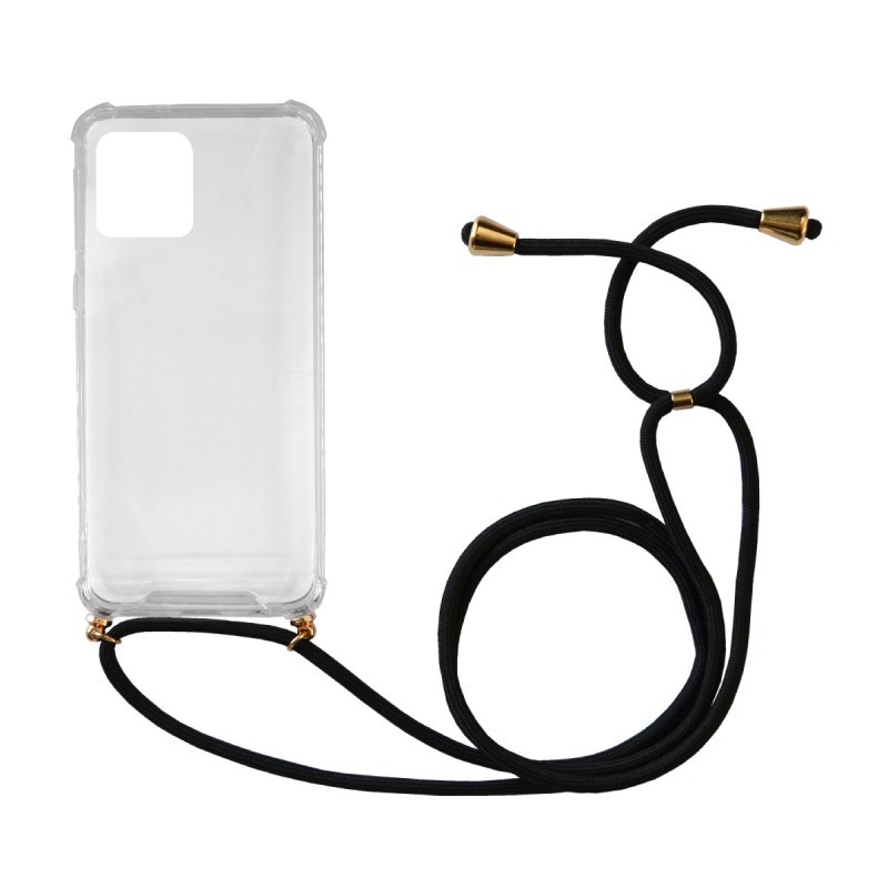 Θήκη Ancus Crossbody για Apple iPhone 12 / iPhone 12 Pro Διάφανη με Κορδόνι Μαύρο