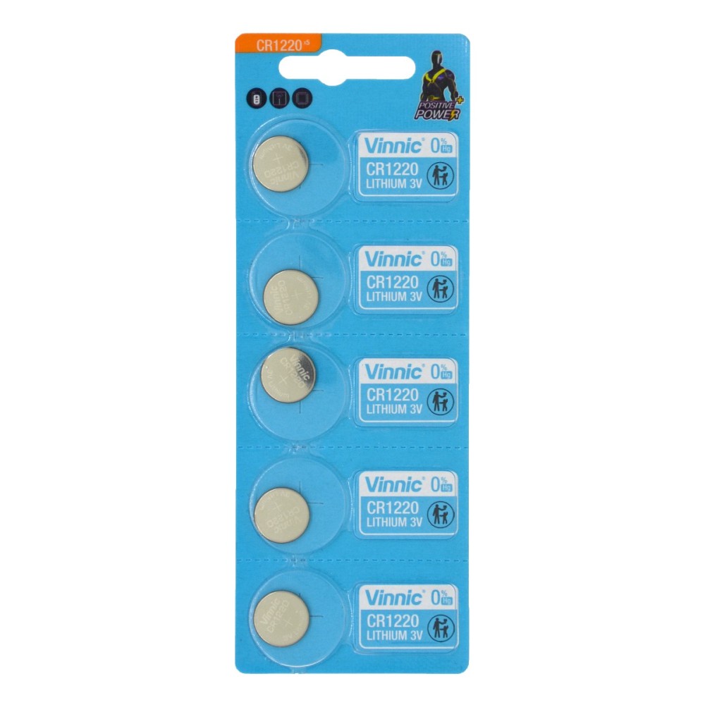 Buttoncell Vinnic CR1220 Τεμ. 5 με Διάτρητη Συσκευασία