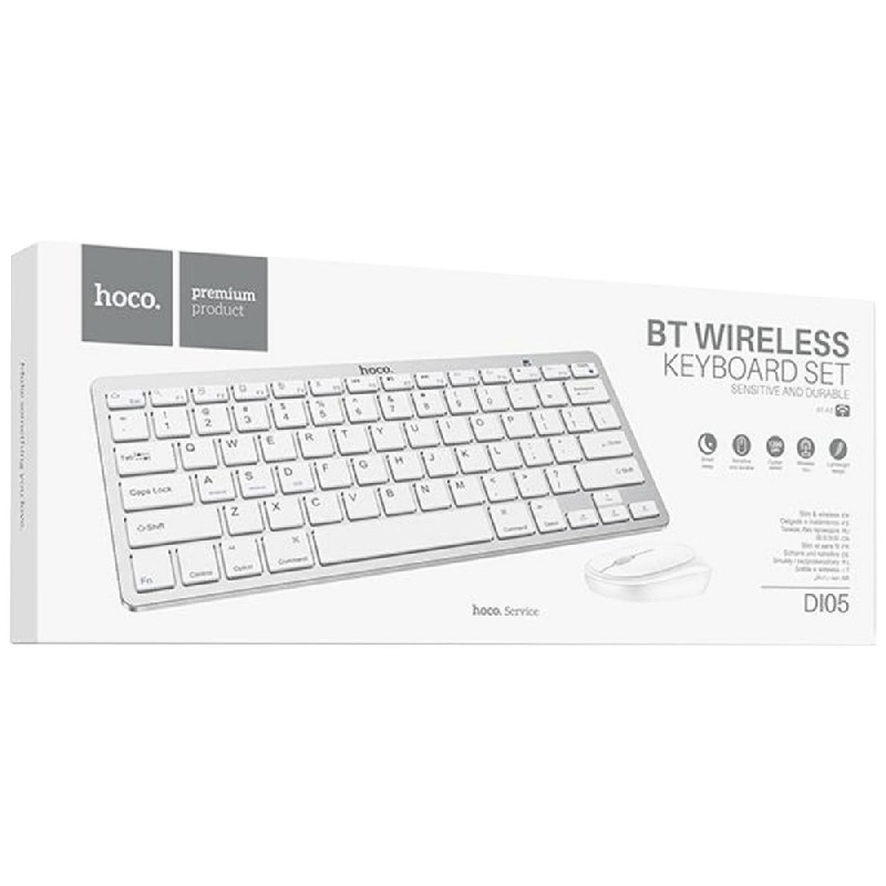 Πληκτρολόγιο Bluetooth Hoco. DI05 V.4.0 Mini με Bluetooth Ποντίκι 3 Κουμπιών 2.4G 1200 DPI Λευκό