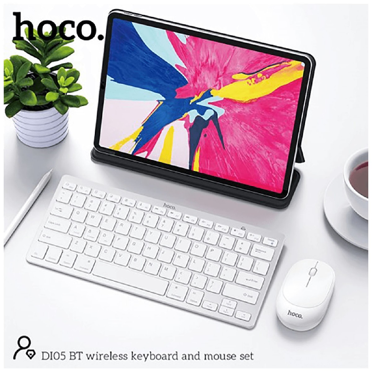 Πληκτρολόγιο Bluetooth Hoco. DI05 V.4.0 Mini με Bluetooth Ποντίκι 3 Κουμπιών 2.4G 1200 DPI Λευκό