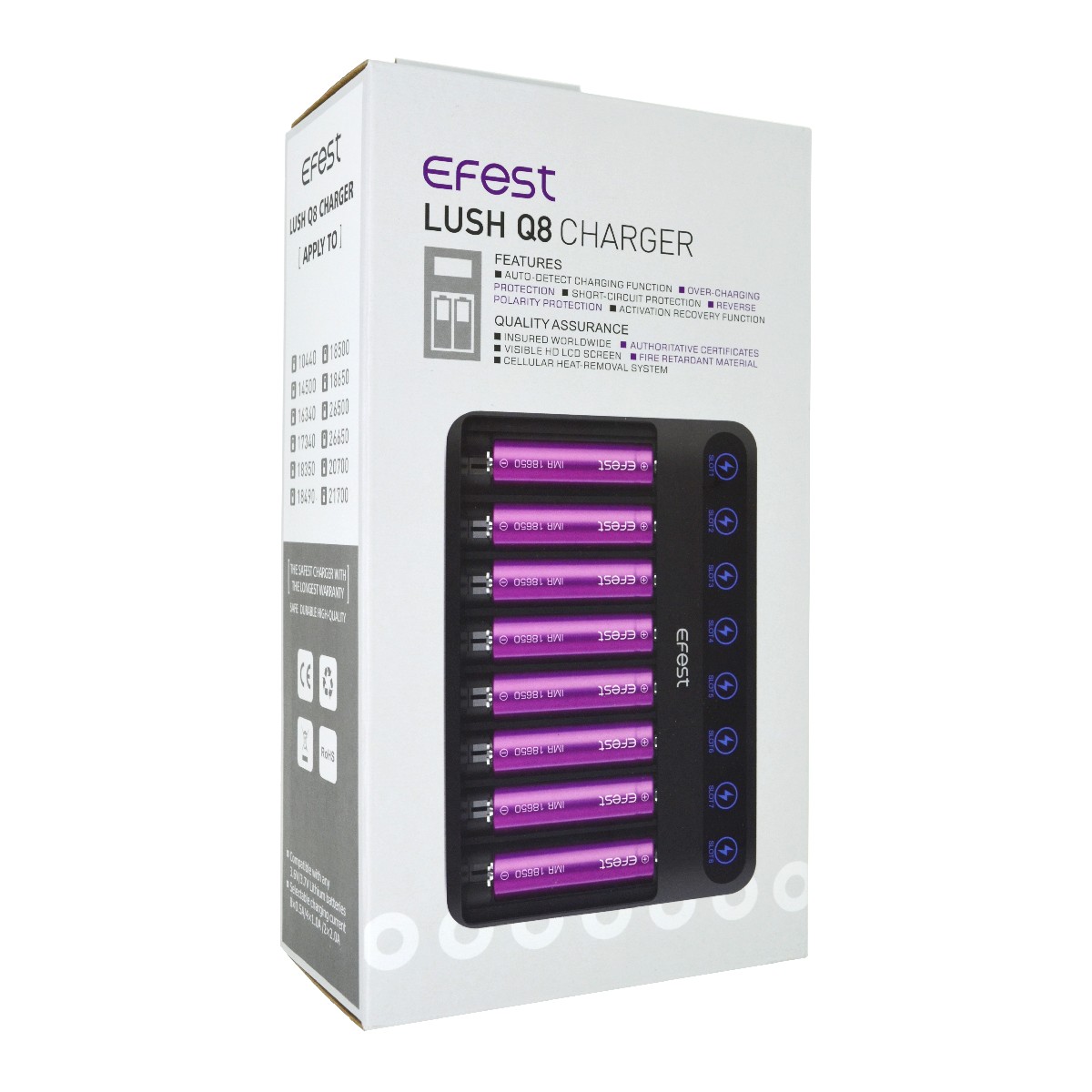 Φορτιστής Μπαταριών Efest LUSH Q8  με 8 Θέσεις Ένδειξη Μπαταρίας συμβατό με  Μπαταρίες 10340-18700 και 20700-26650