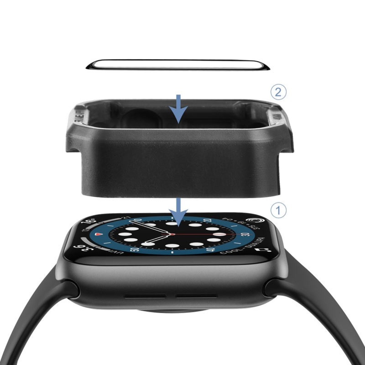Tempered Glass Hoco A30 0.15mm 9H 3D Hot bending 41mm για iWatch Series7 Μαύρο