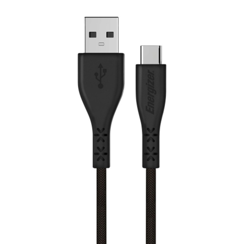 Καλώδιο σύνδεσης Energizer Lifetime Warranty USB-A σε USB-C 2.0A Μαύρο 1.2m