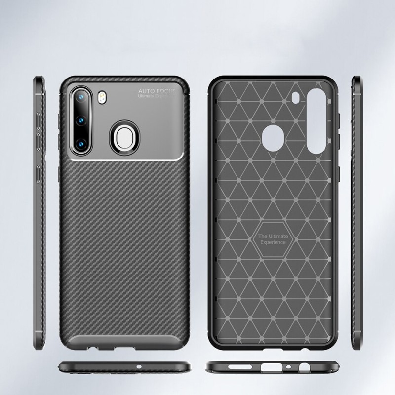 Θήκη Ancus AutoFocus Carbon Fiber για Samsung SM-A215F Galaxy A21 Μαύρη