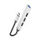 Hub USB-C Hoco HB26 USB3.0+3xUSB2.0 Ασημί